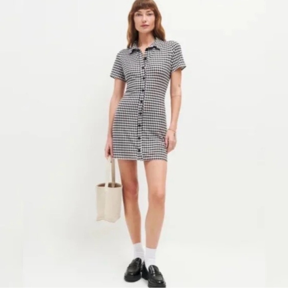Reformation Avely April Check Gingham
Button Dress